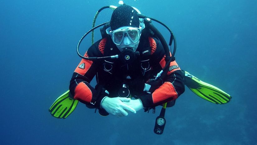 A diver in the sea