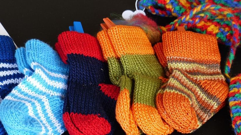 woollen knitted socks kept on display