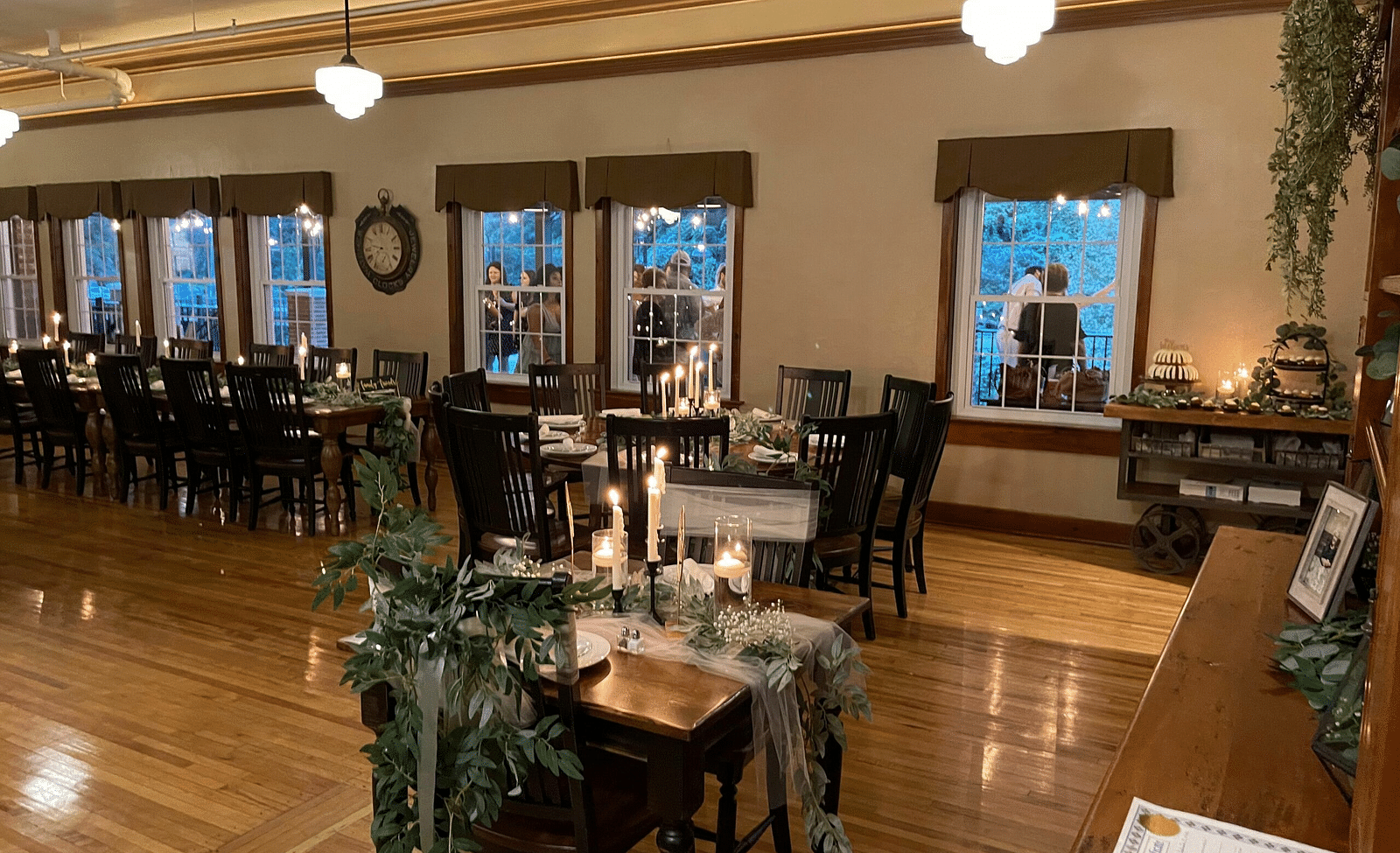 a beautiful dining area well decorated with vines and ribbons - Historic Tapoco Lodge