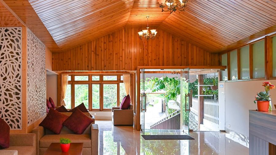 the expansive lobby with ample of natural light coming from the entrance and the windows at Yashshree Karbari Resort & Spa, Yangang