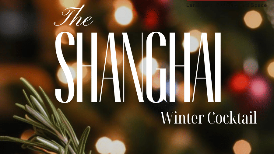 Promotional poster for The Bristol Hotel, Gurgaon featuring The Shanghai winter cocktail, a red drink garnished with blueberries and a rosemary sprig.