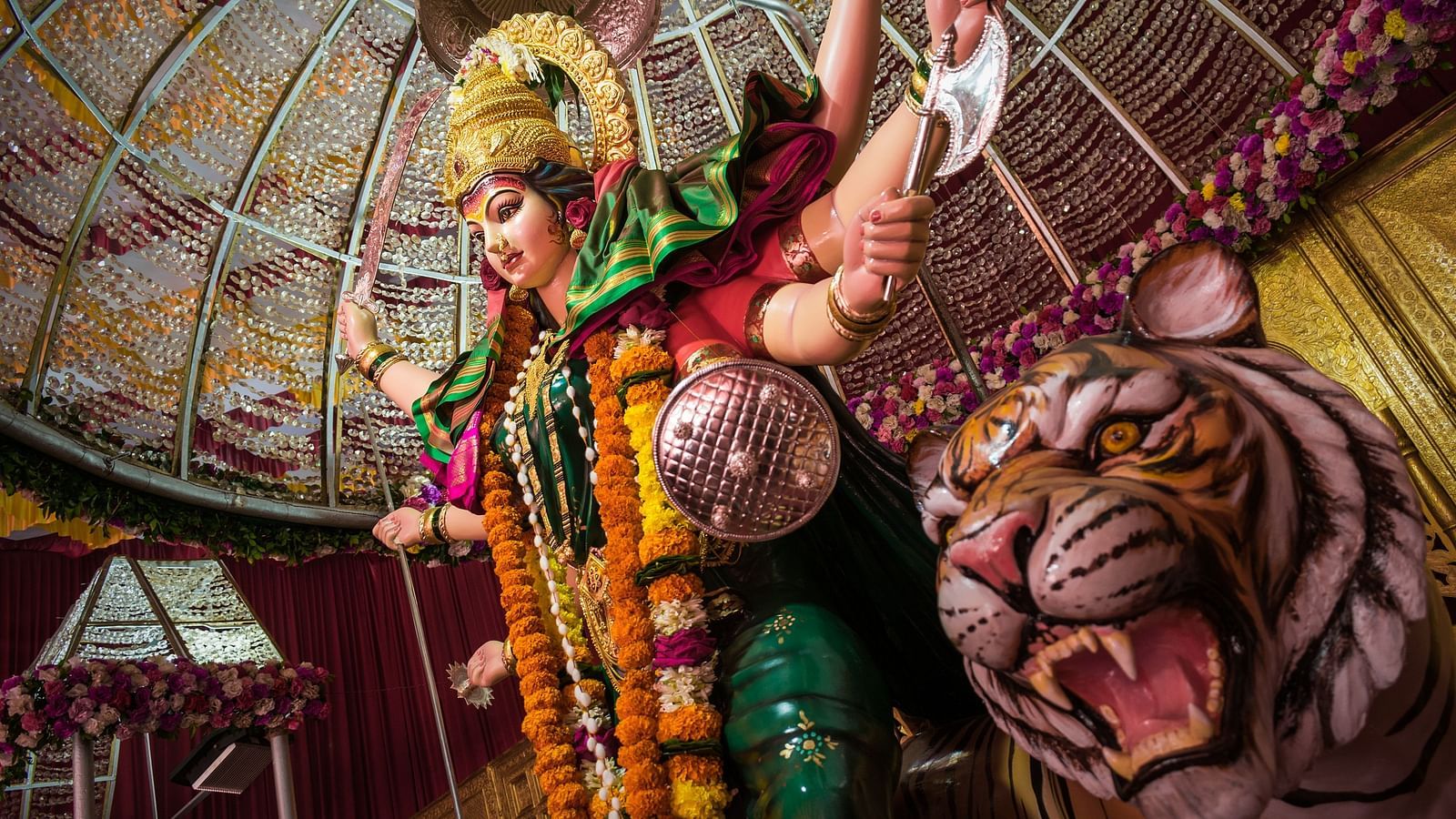 a close up picture of the deity at kevira devi temple