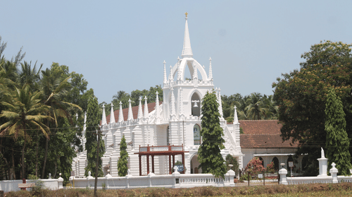 A pristine white church in Goa