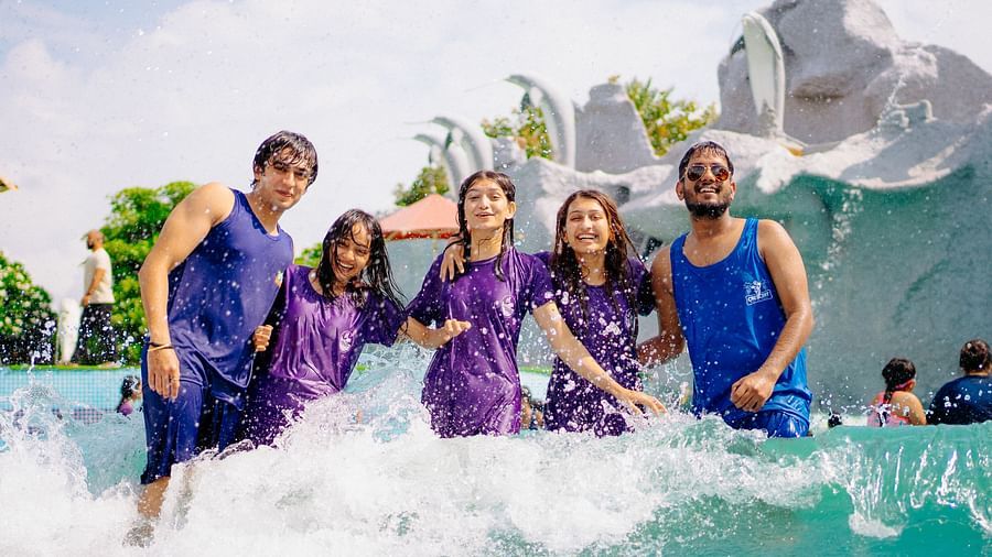 A Group of Friends Reveling in Fun at Crescent Water Park