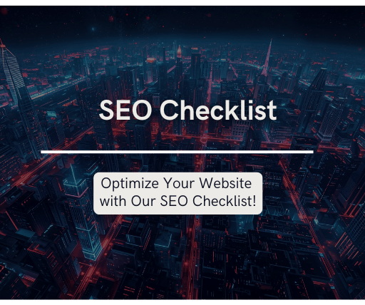 SEO Checklist tool thumbnail with text overlay that reads, Optimize Your Website with Our SEO Checklist, over a dark, city skyline background.