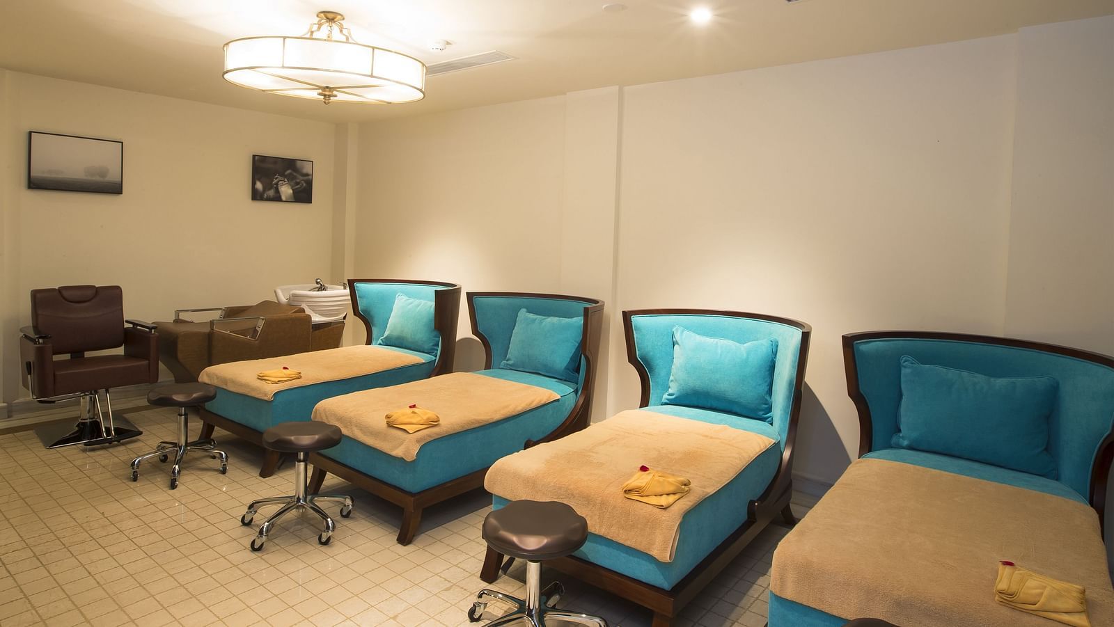Spa area with warm, welcoming lighting setting the mood for relaxation