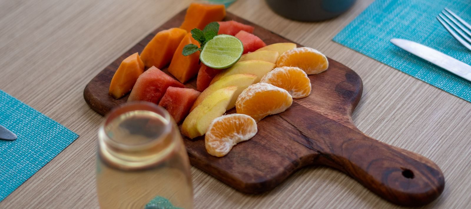 Sliced fruits arranged showcasing vibrant colours and fresh textures at BluSalzz Escapade Resort, Lansdowne