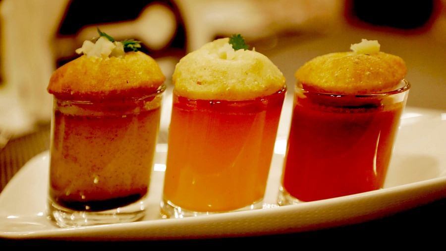 Shot glasses filled with drinks at our restaurant - Kyriad Hotel, Nashik