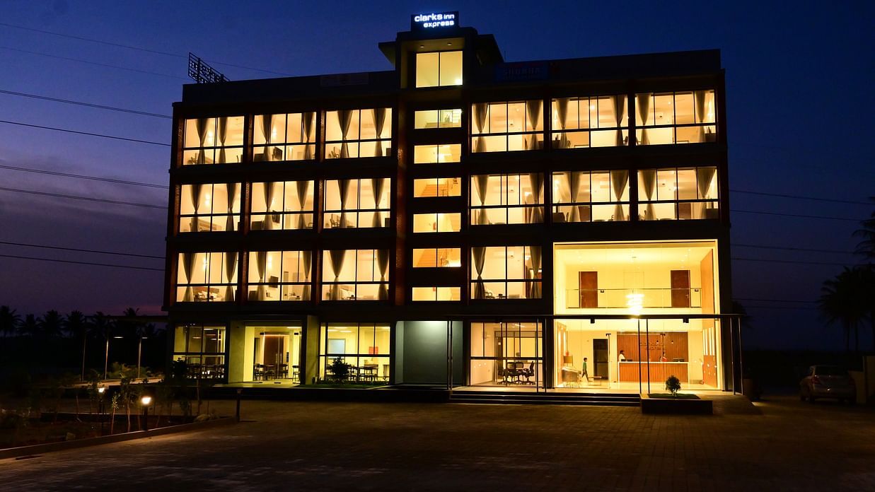 Facade at night 2 - Clarks Inn Express, KRS Road, Mysore