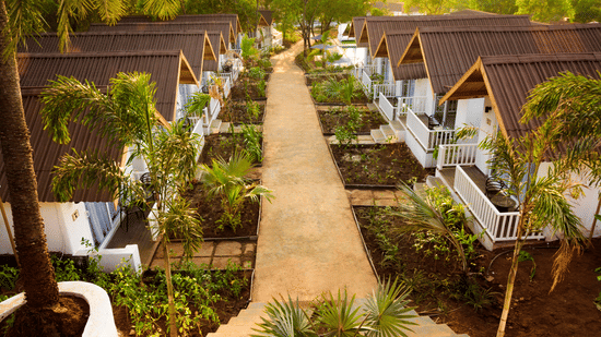 bird view of white wood resort and spa cottages - White Wood Resort, Morjim