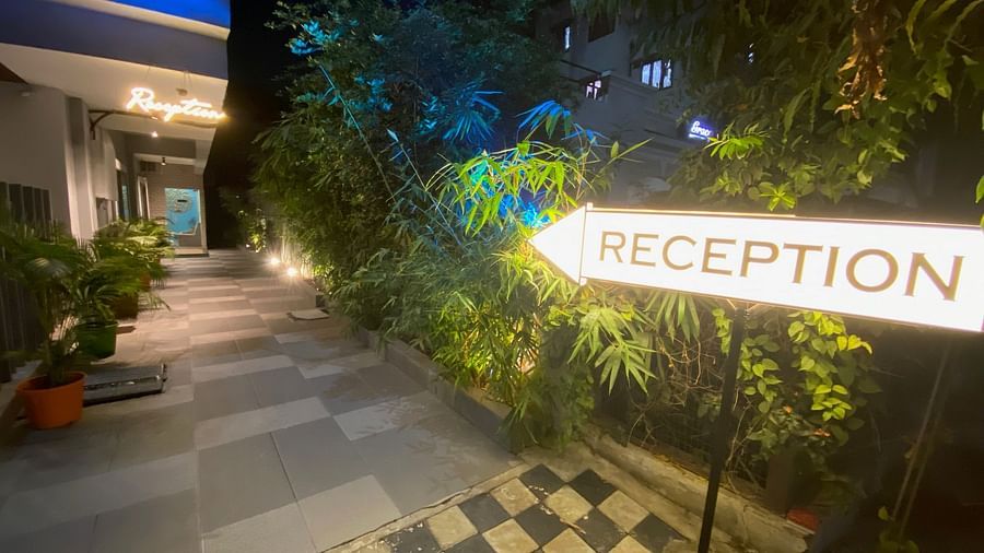 Signage of Reception  at Hotel Mumbai House, Indore