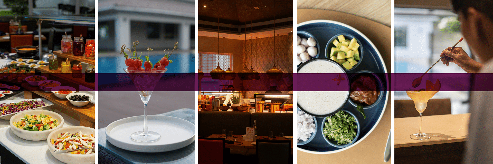 Banner featuring a collage of various dining images with a decorative strip.