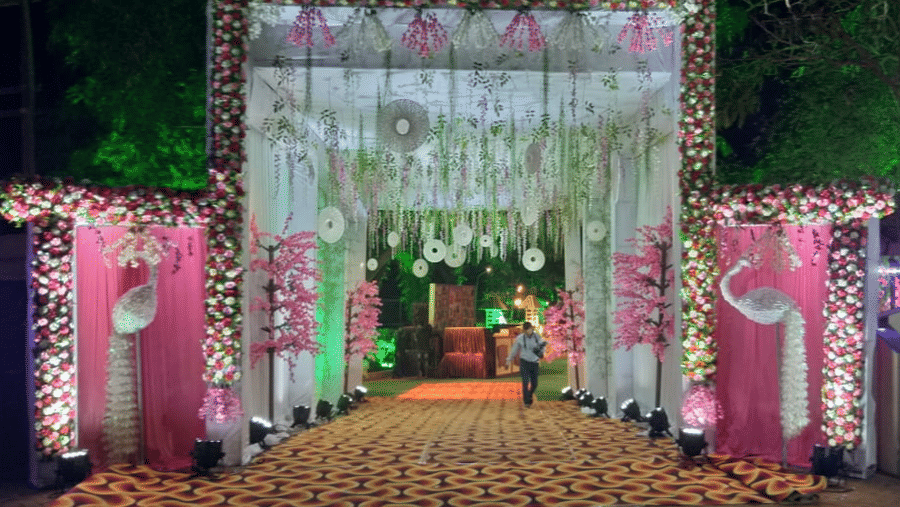 an entrance decorated for an event - Zara's Resort 22