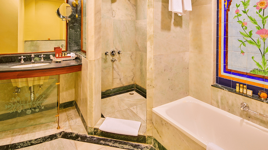 Royal Suite Master Bathroom with jacuzzi and separate shower space - The Ummed Jodhpur, Palace Resort and Spa