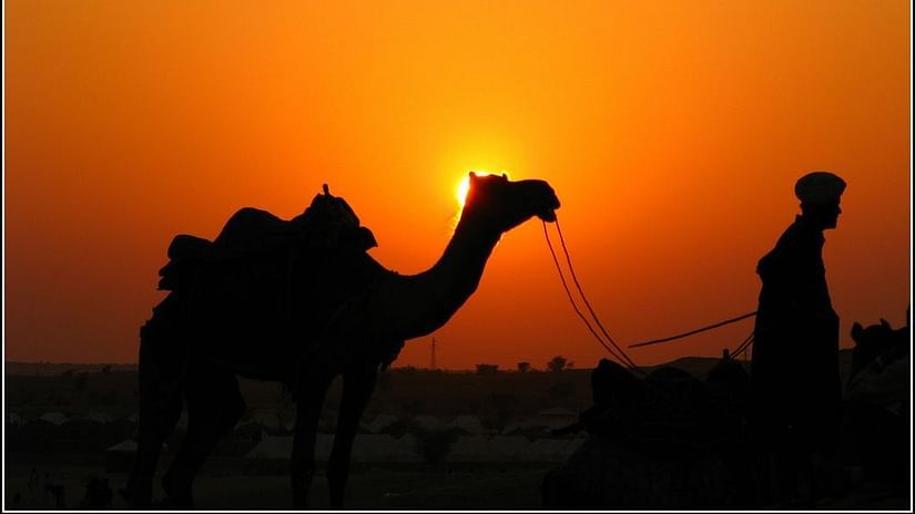 View of Desert Sunset of Rajasthan at Umaid Palace Hotel Kalakho Dausa Rajasthan
