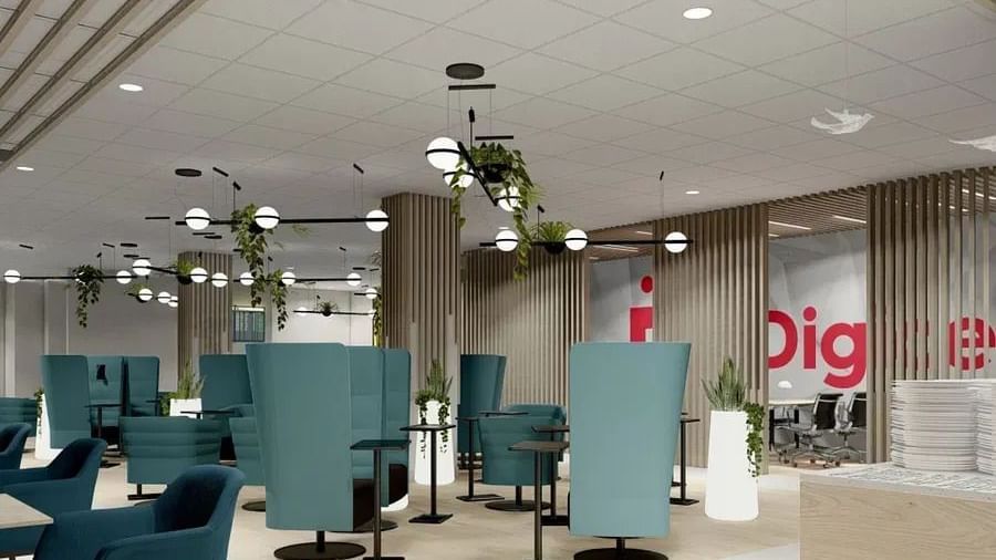 A chic dining space with soft lighting and modern interiors offering a warm ambience.