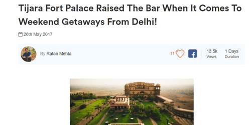Tijara Fort Palace Raised The Bar When It Comes To Weekend Getaways From Delhi