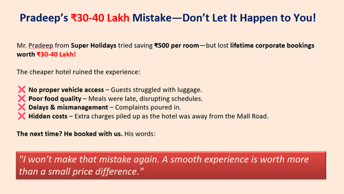 An illustration of Pradeep's mistake, losing 30-40 lakhs  with highlighted text