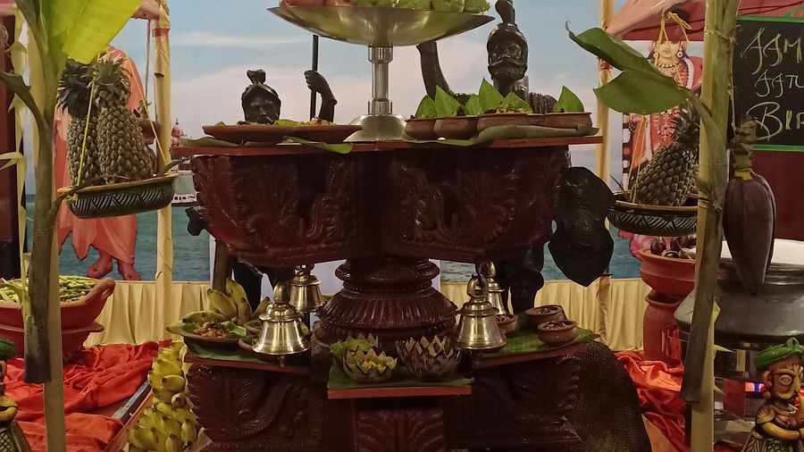 Food tower filled with a variety of food at SRM Hotel Tiruchirappalli- Hotel 