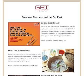 Newsletter of GRT Hotels about Freedom-Flavours-and the Far East.