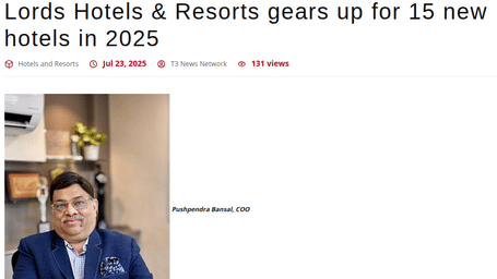 A news article featuring a man in a suit about Lords Hotels & Resorts opening 15 new hotels in 2025 - Lords Hotels & Resorts