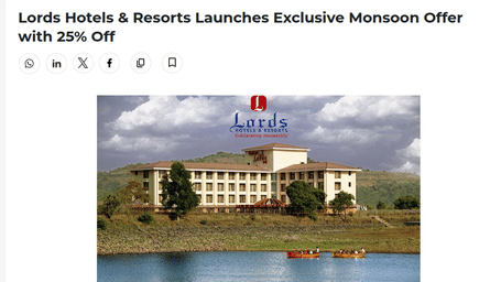 Screenshot of media promotion for Lords Hotels & Resorts.
