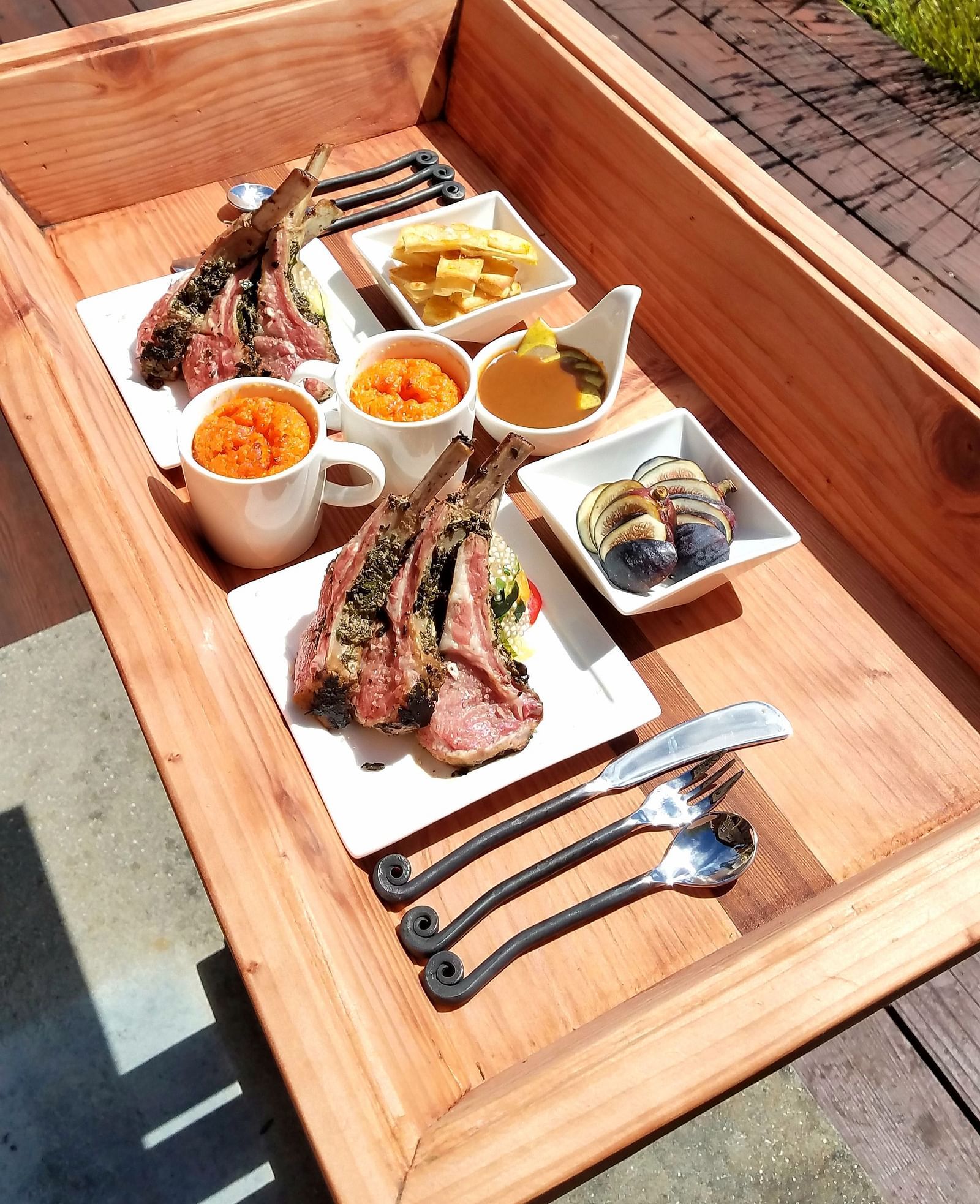A bento box of freshly made hors d oeuvres ready to be served - Brewery Gulch Inn & Spa