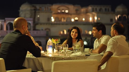 Dinner by the elephant stairway_ Hotel Tijara Fort Palace Alwar Rajasthan_Hotel In Rajasthan 2