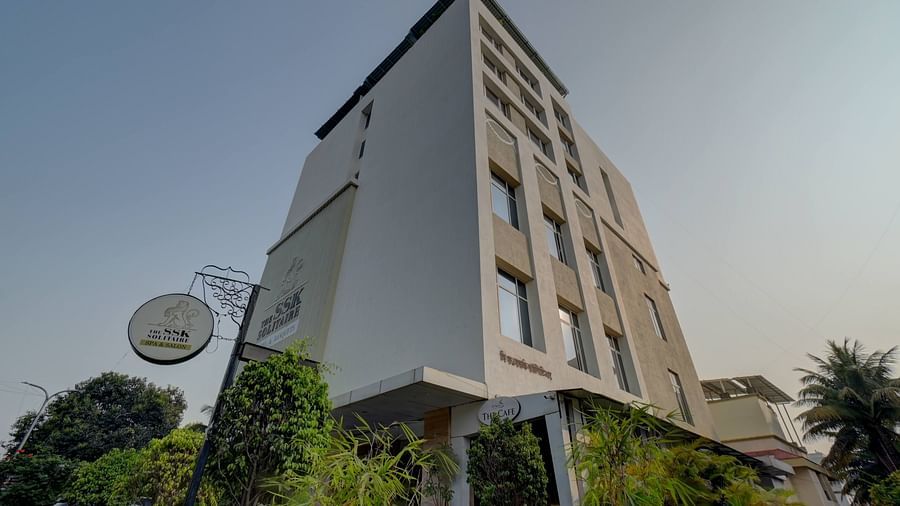 facade image of The SSK Solitaire Hotel & Banquets, Mumbai Naka - Nashik on a clear day