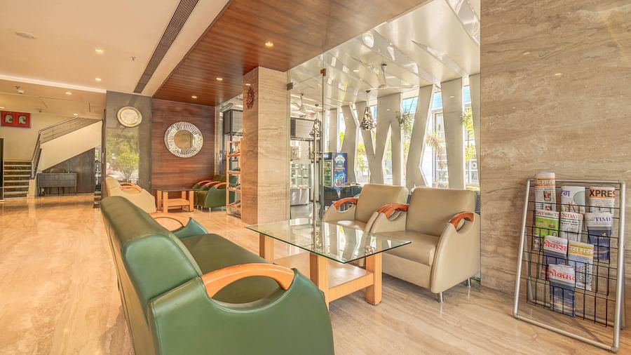 lobby with comfortable seating area at The SSK Solitaire Hotel & Banquets, Mumbai Naka - Nashik