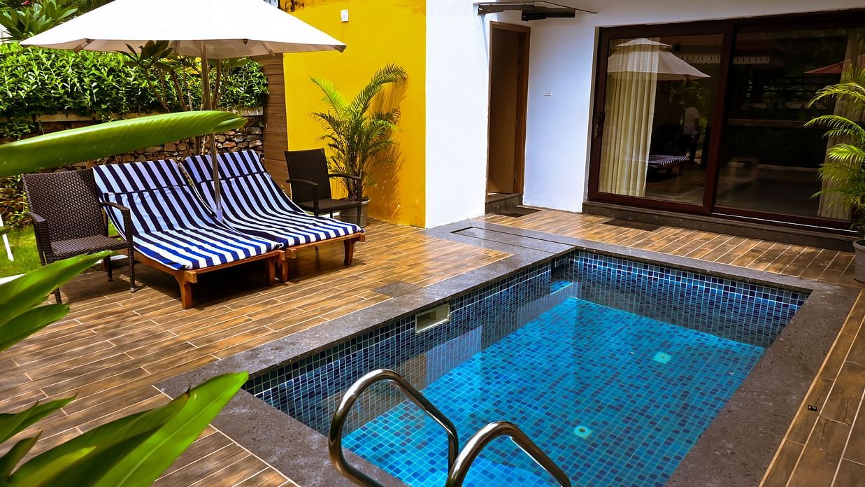 Private pool with a sundown lunger 