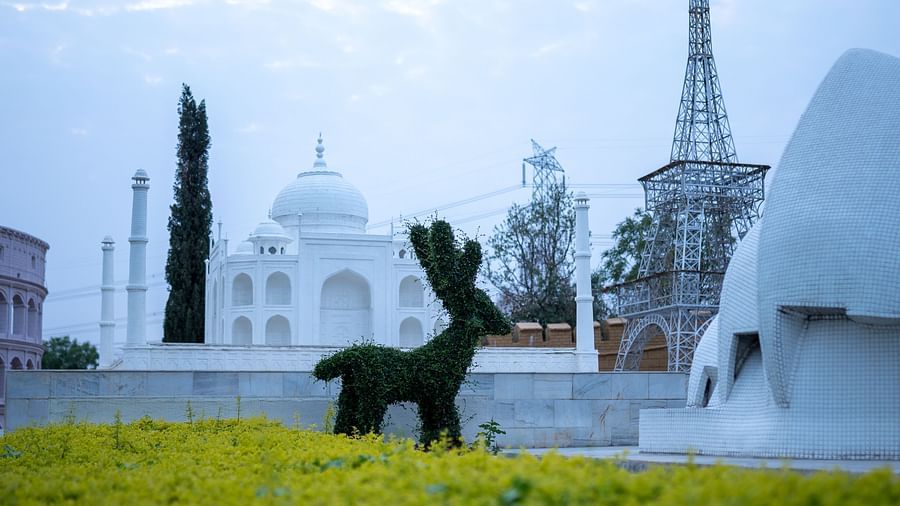 A shot of the 7 wonders theme park in Indore