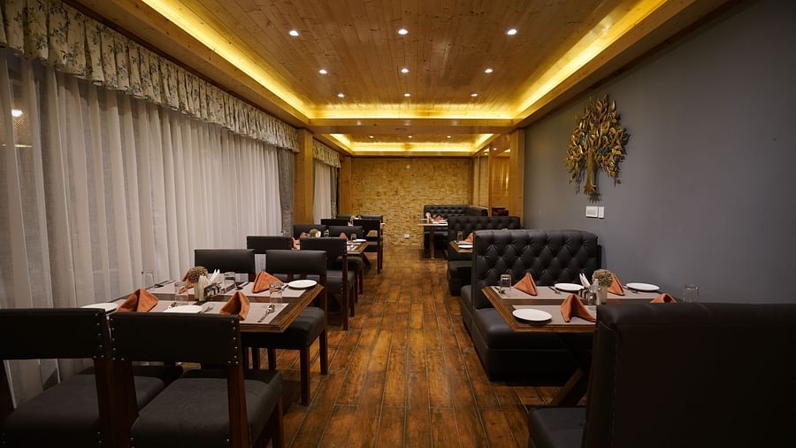 Indoor seating arrangement of the restaurant
