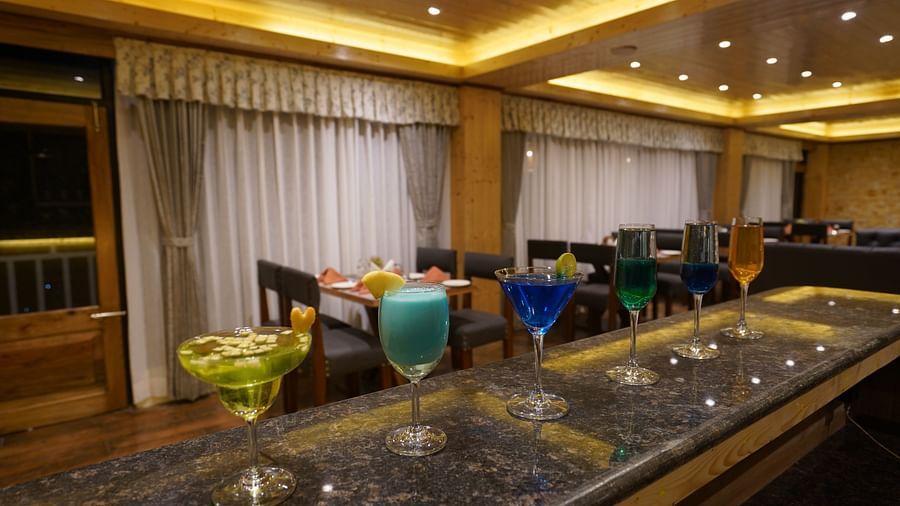 Bar table with drink