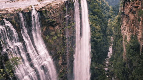 waterfall during the day