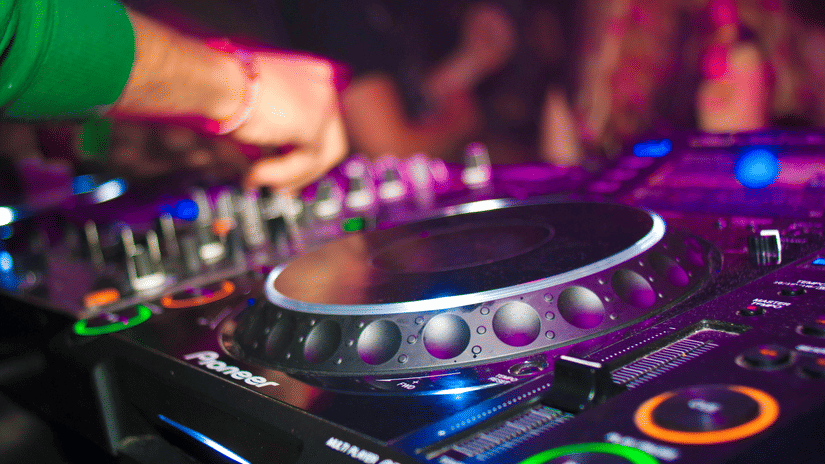 Close-up of DJ controller