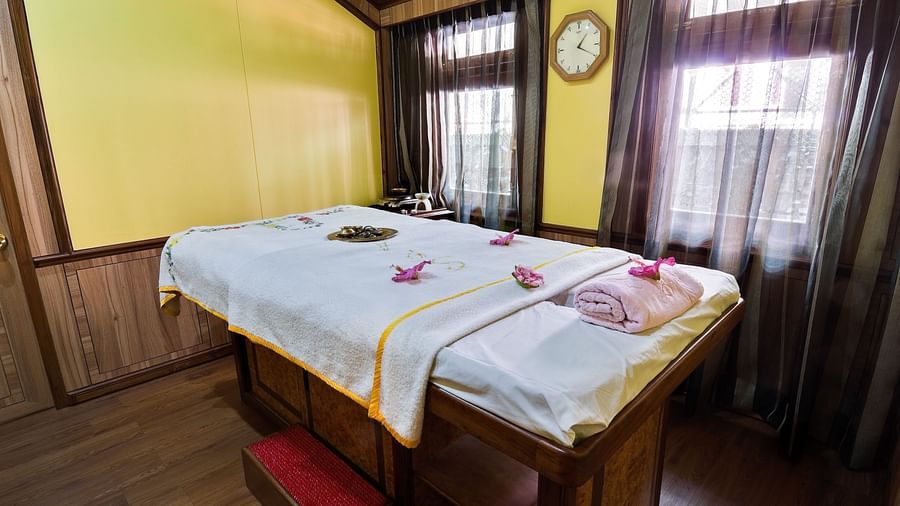 a treatment bed at the spa - Mayfair Hill Resort, Darjeeling 