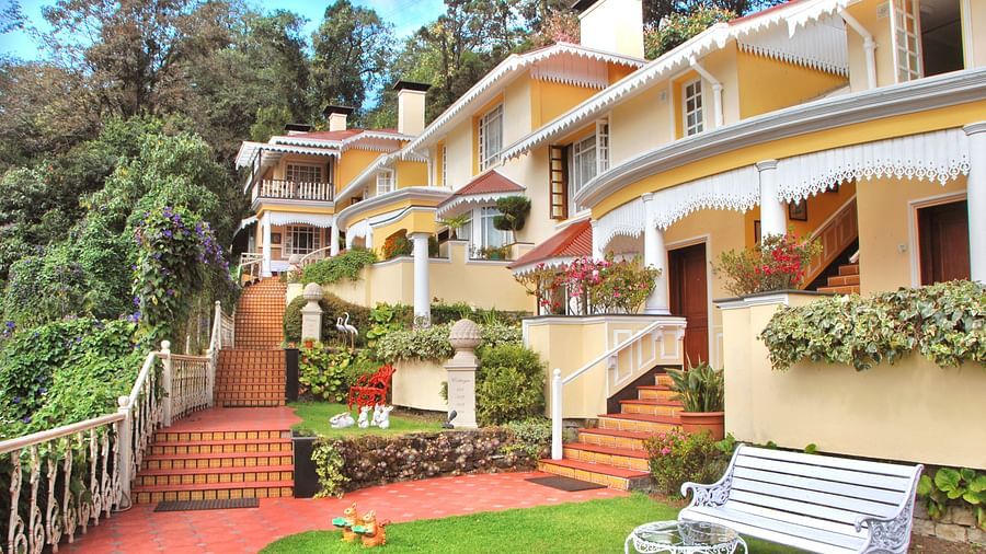 seating space at the lawn and the exterior facade of the resort - Mayfair Hill Resort, Darjeeling