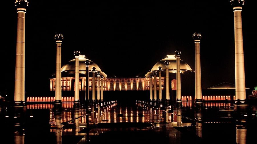 Night View of the Ambedkar Memorial at Lucknow