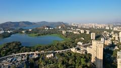 An aerial shot of Mumbai metro