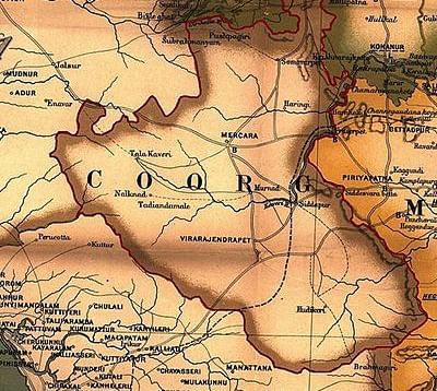 A political map of Coorg, India.