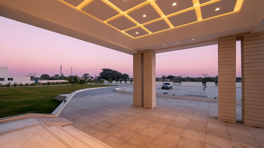 Entrance to the hotel as seen from near the entrance - The Orchid Hotel, Jamnagar