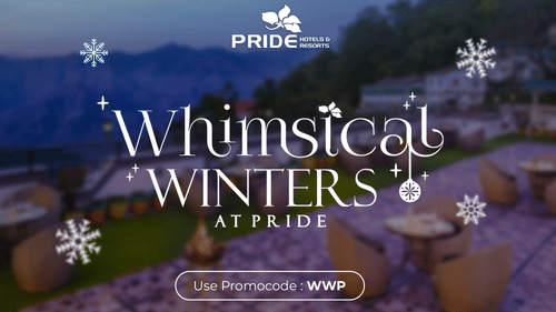 Whimsical Winters banner showcasing various amenities provided by the hotel.