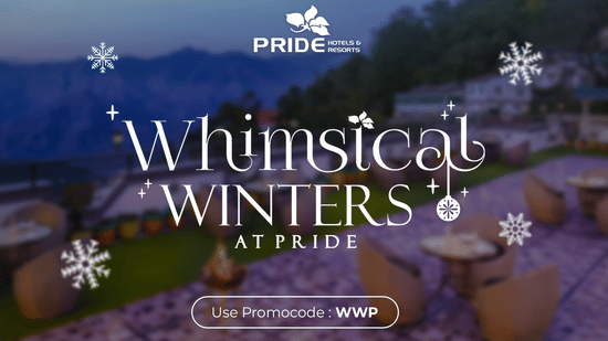 Whimsical Winters banner showcasing various amenities provided by the hotel.