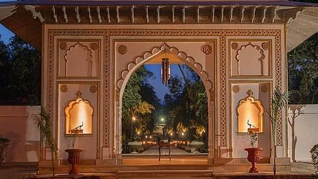 An arch in the veranda of The Bagh