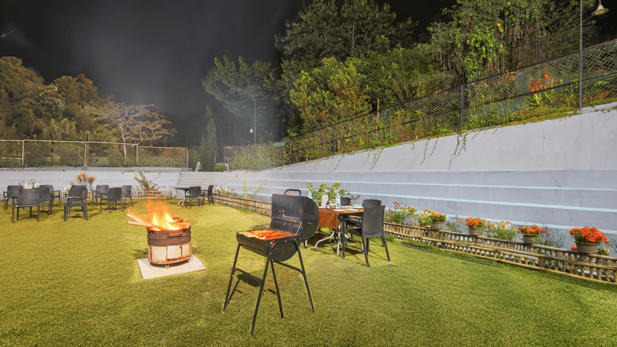 Outdoor loawn view- bonfire