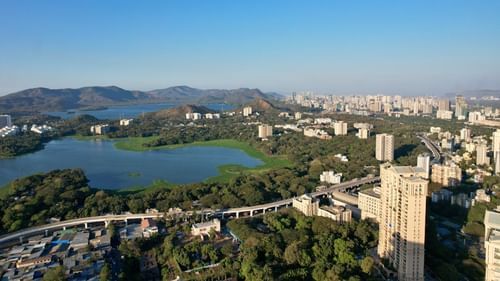 An aerial shot of Mumbai metro