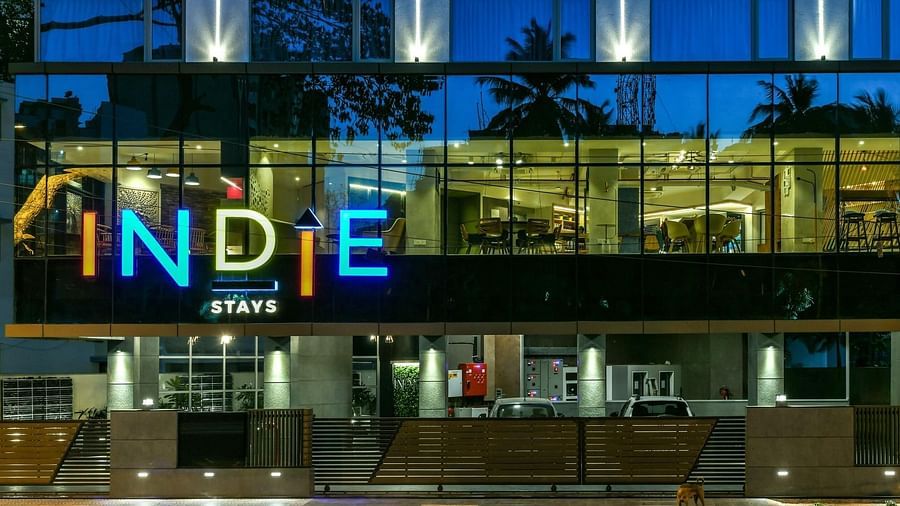 A close-up view of the entrance at Indie Stays, BKC Kalina.