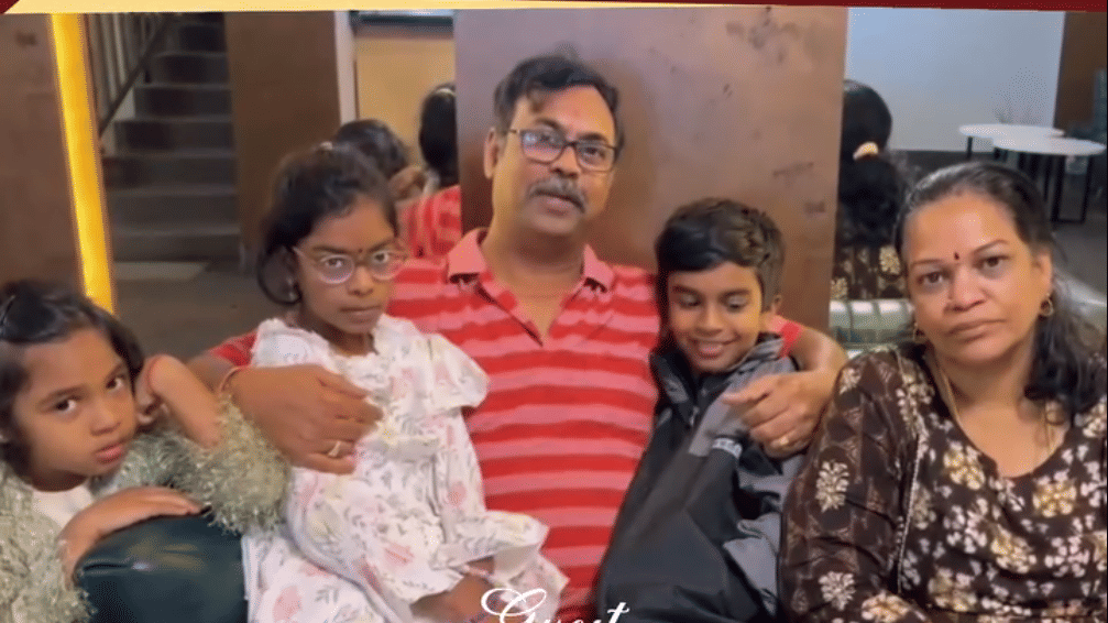 A family of five seated indoors at with Avianna Group of Hotels & Resorts branding  Luxury That Connects Service -That Cares at the top and contact information, website, and location tags displayed at the bottom. 