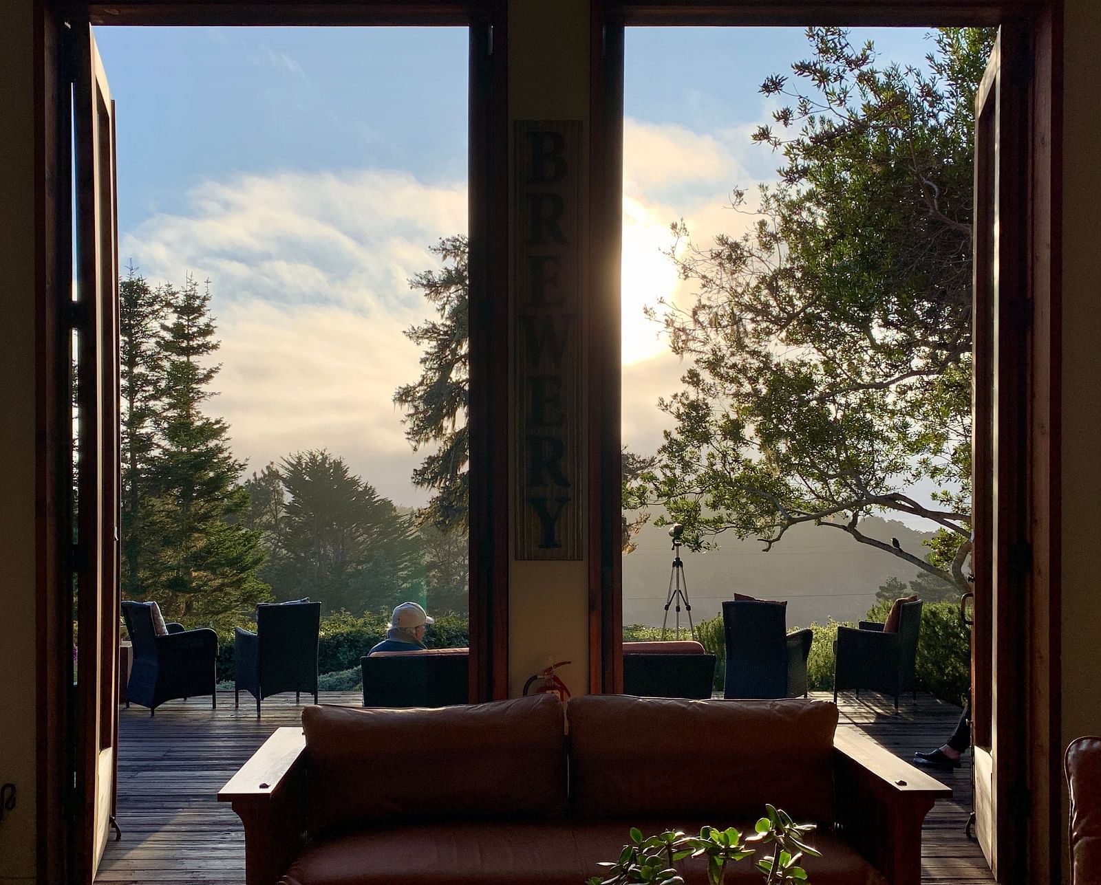 A scenic view of the outdoors framed by large windows from the great room - Brewery Gulch Inn & Spa